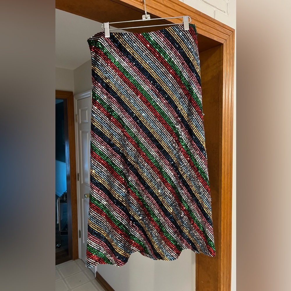 Milly Super Cute Rainbow Sequin “Bia” Skirt Size Large